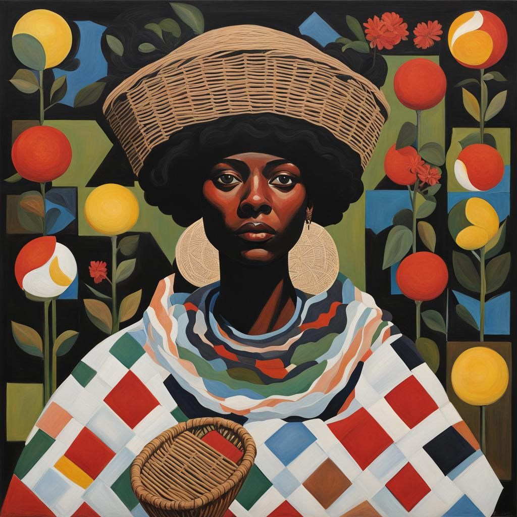 Woman with Basket: Biomorphic Album Cover Art