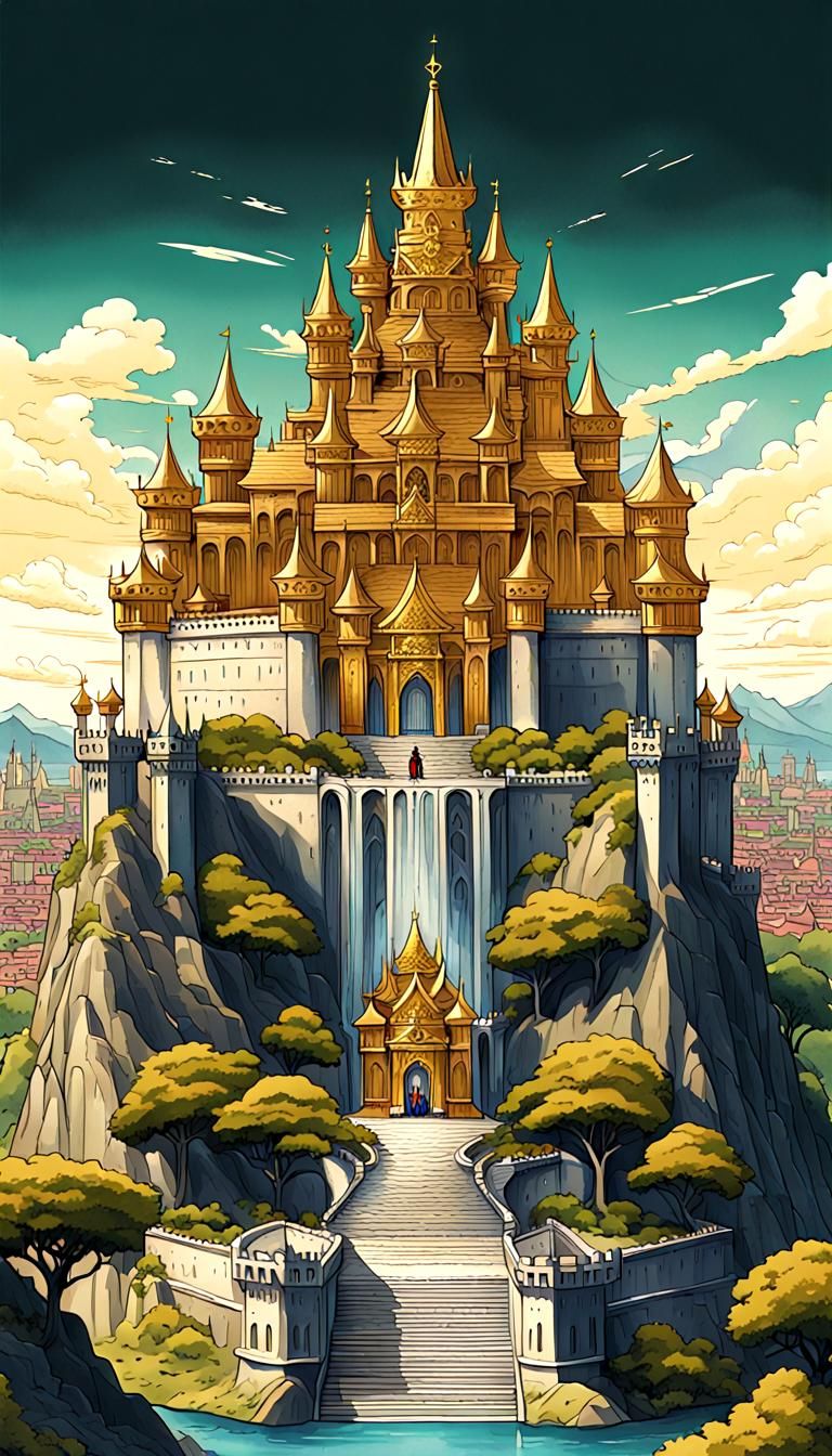 King on Golden Throne in Dark Fantasy Style