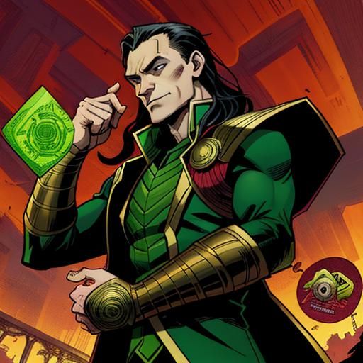 Loki Portrait in Comic Book Art Style
