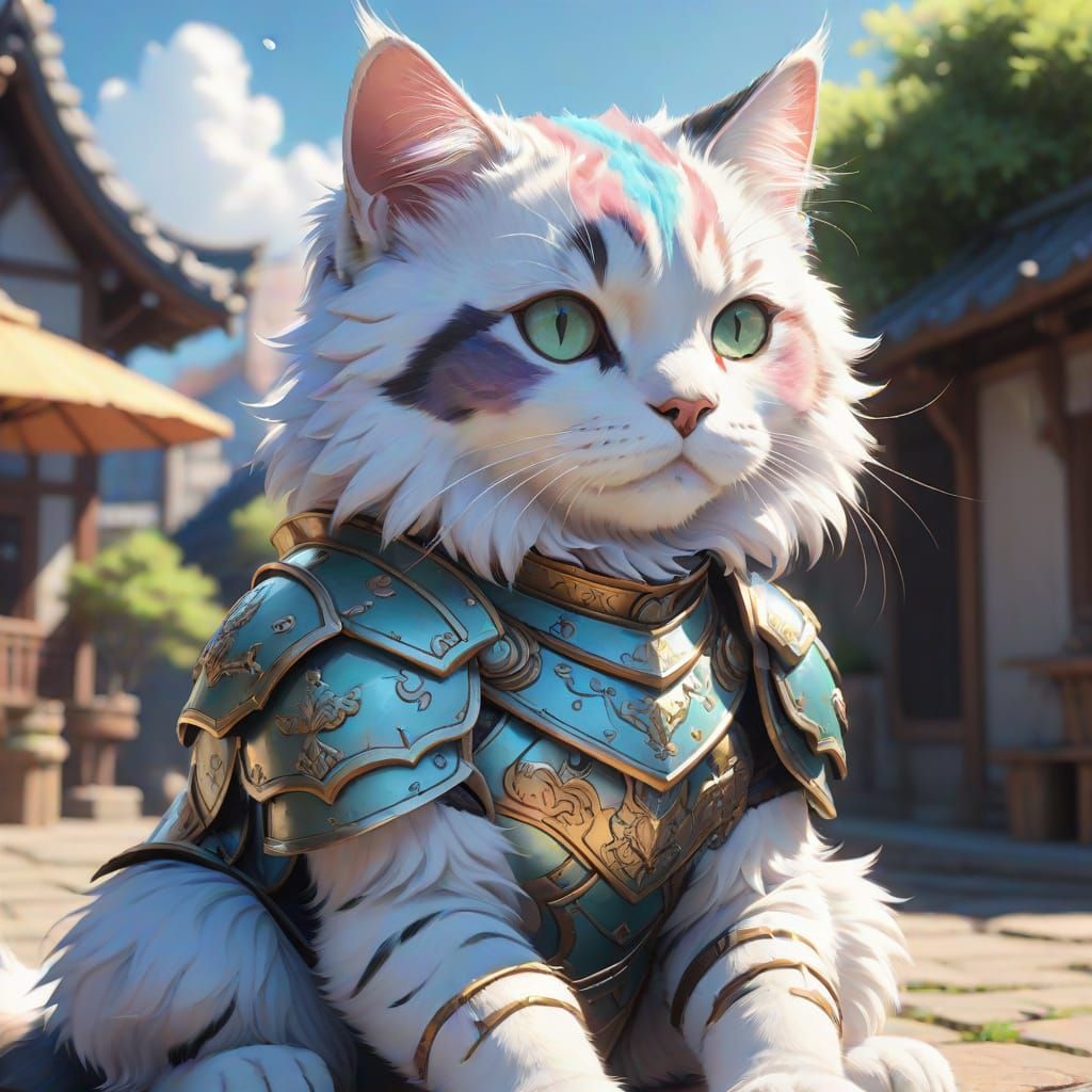 Armored Cat: Detailed 3D Anime Art