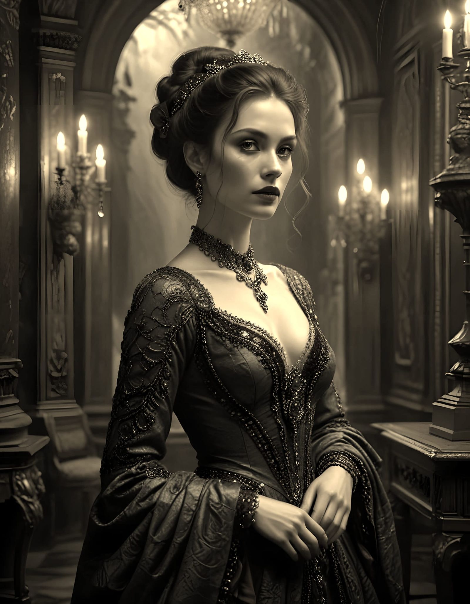 Victorian Belle Époque Beauty in Black and White