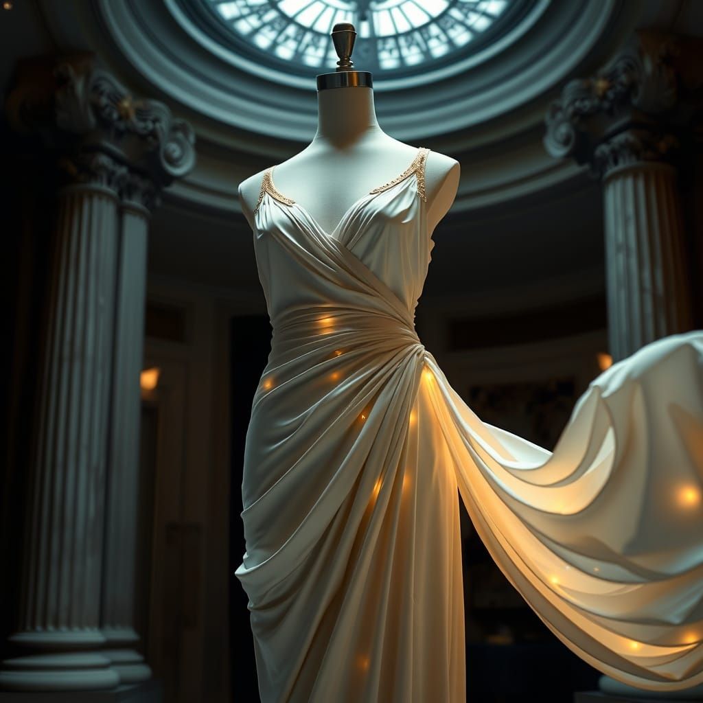 Elegant Ancient Greek-Inspired Gown with Gold Accents