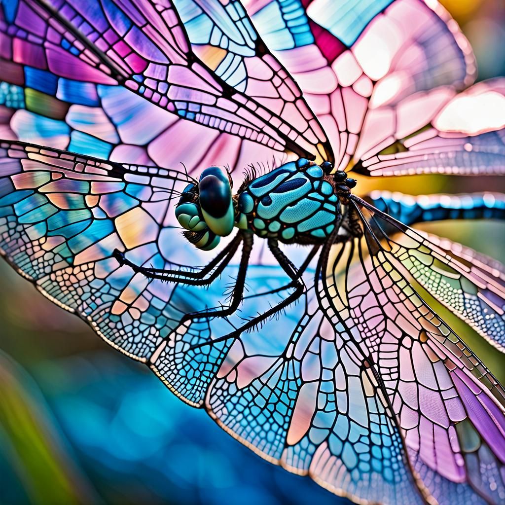 Detailed Macro Photograph of a Magical Dragonfly Wing