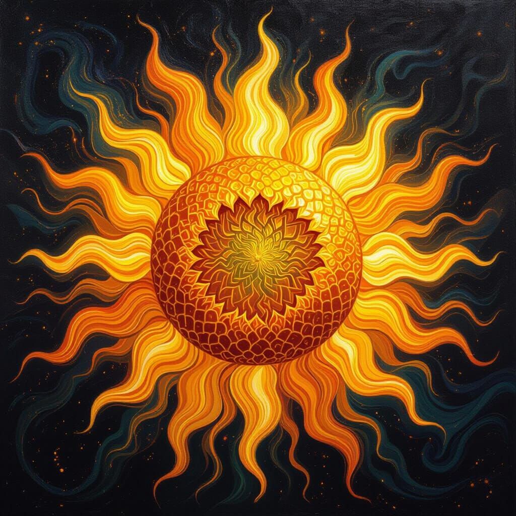 Golden Sun Radiating Cosmic Power