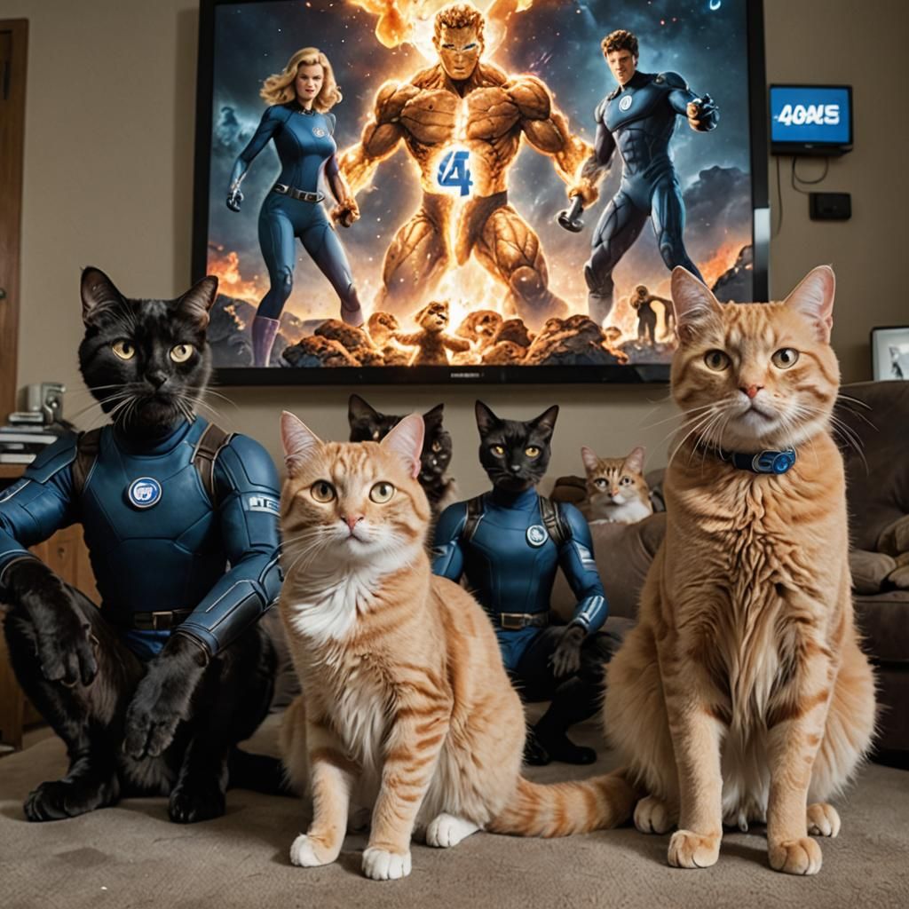 Cats Watching The Fantastic Four: A Masterpiece Photograph