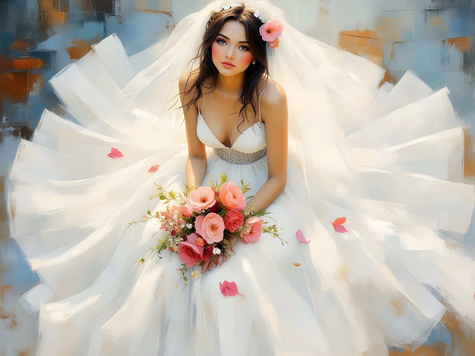 Bride with Pink Bouquet