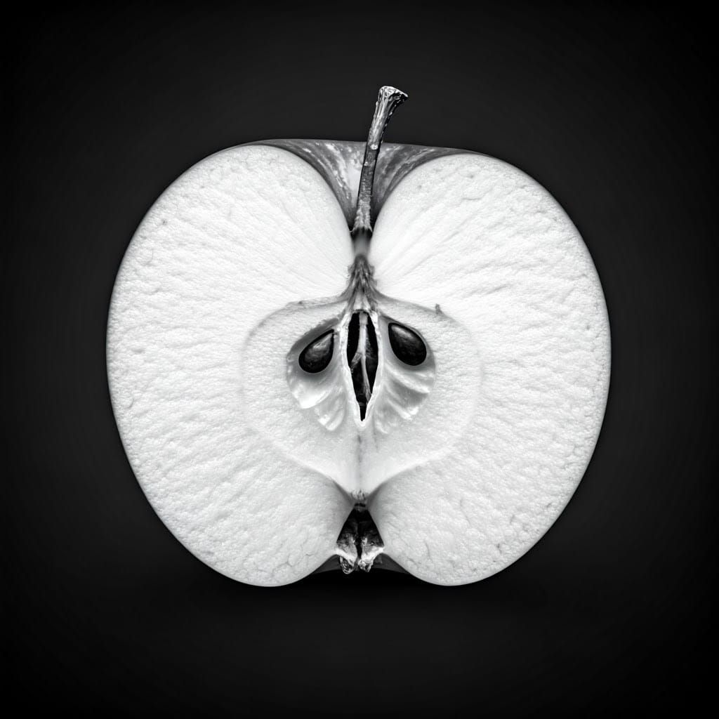 Nature's Geometry in Monochrome Apple Study
