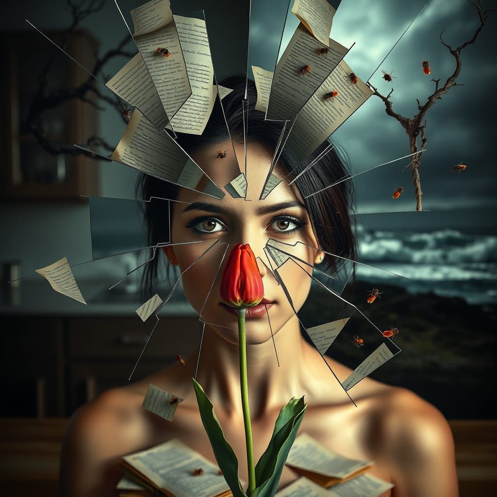 A Young Woman Contemplates the Turbulence of Her Inner World