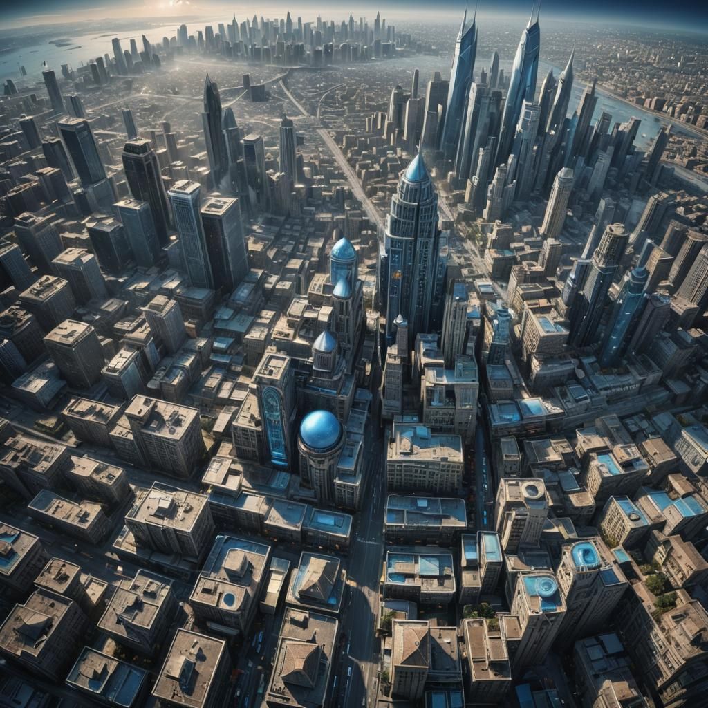 Cosmic Fantasy City Under a Blue Sun