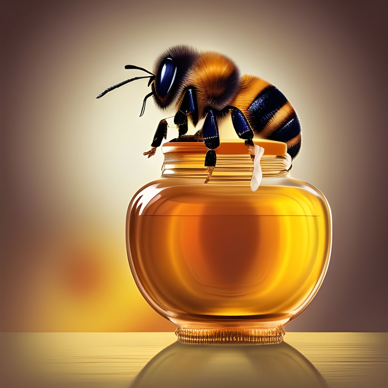 Bee with Honey Jar: Hyperrealistic Splash Art