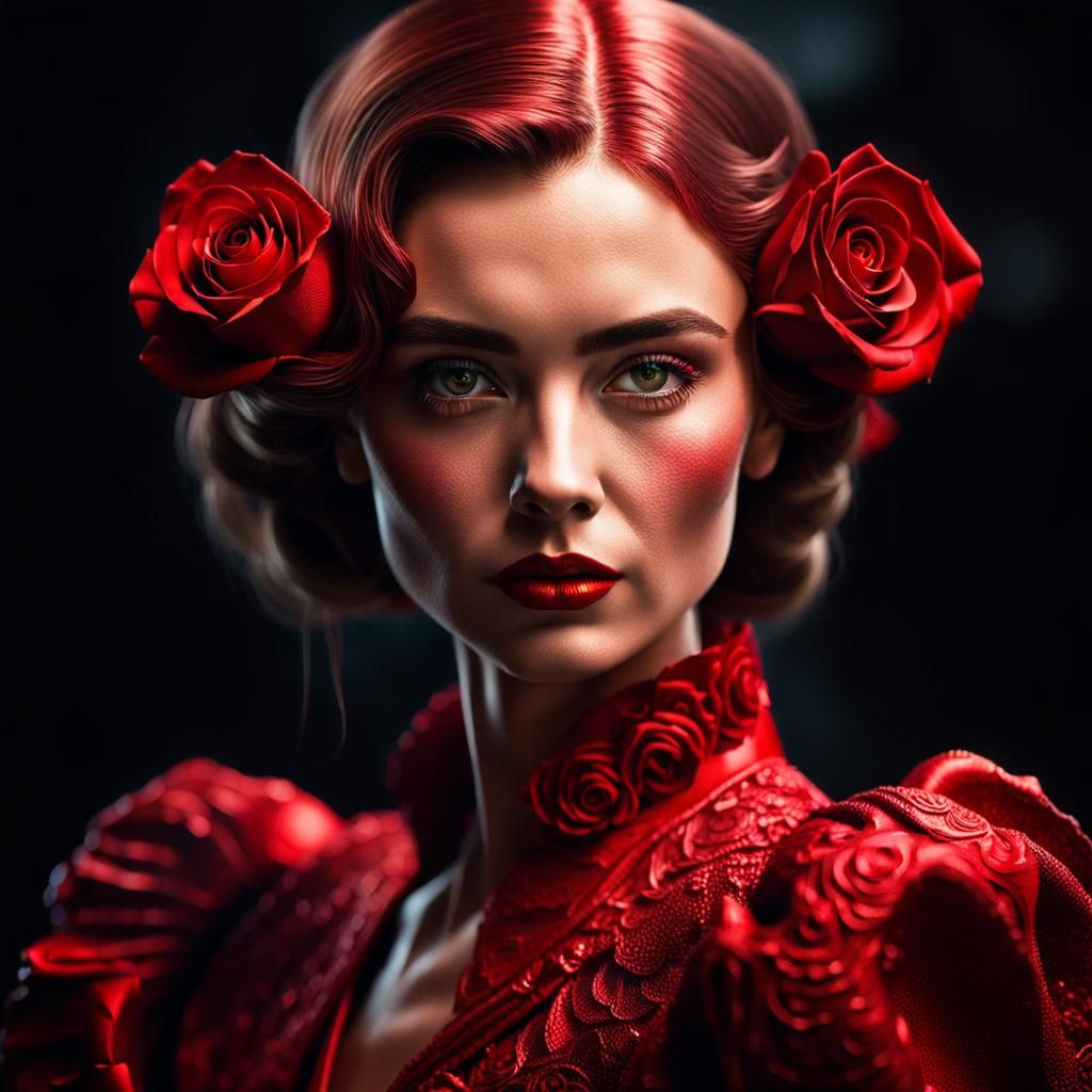 Stunning 8k Portrait of the Scarlet Rose Lady