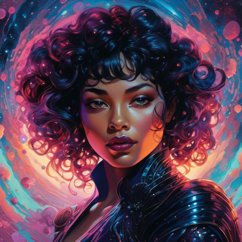 Cosmic Frog Prince in Cel-Shaded Alcohol Ink Style