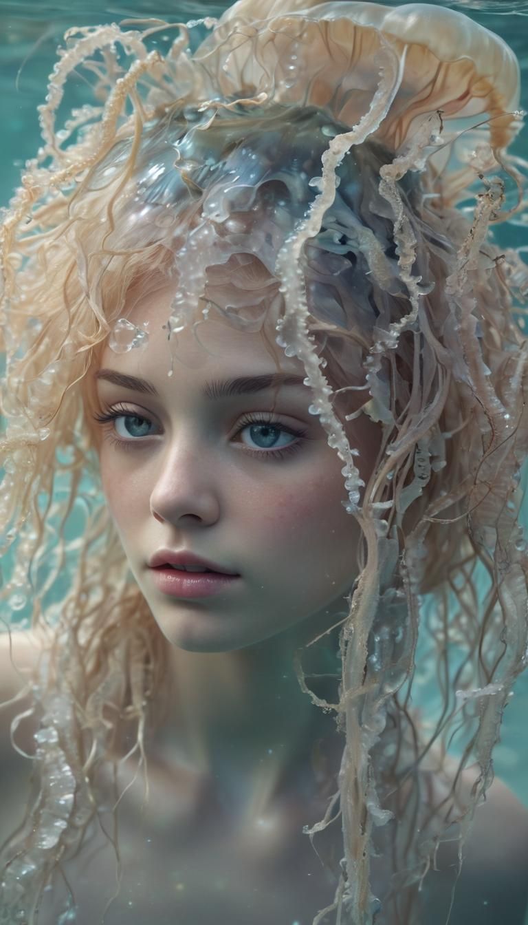 Ethereal Princess Adorned with Iridescent Jellyfish