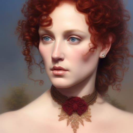 Red-Headed Goddess Portrait in Hyperrealistic Style