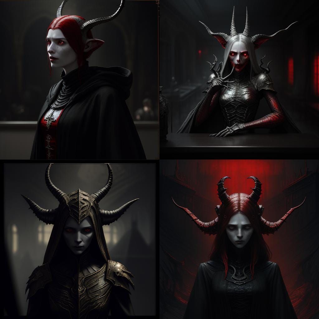 Woman with Gazelle Horns in Brutalist Style