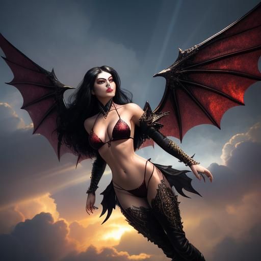 Vampiress Queen with Wings in Fantasy Art