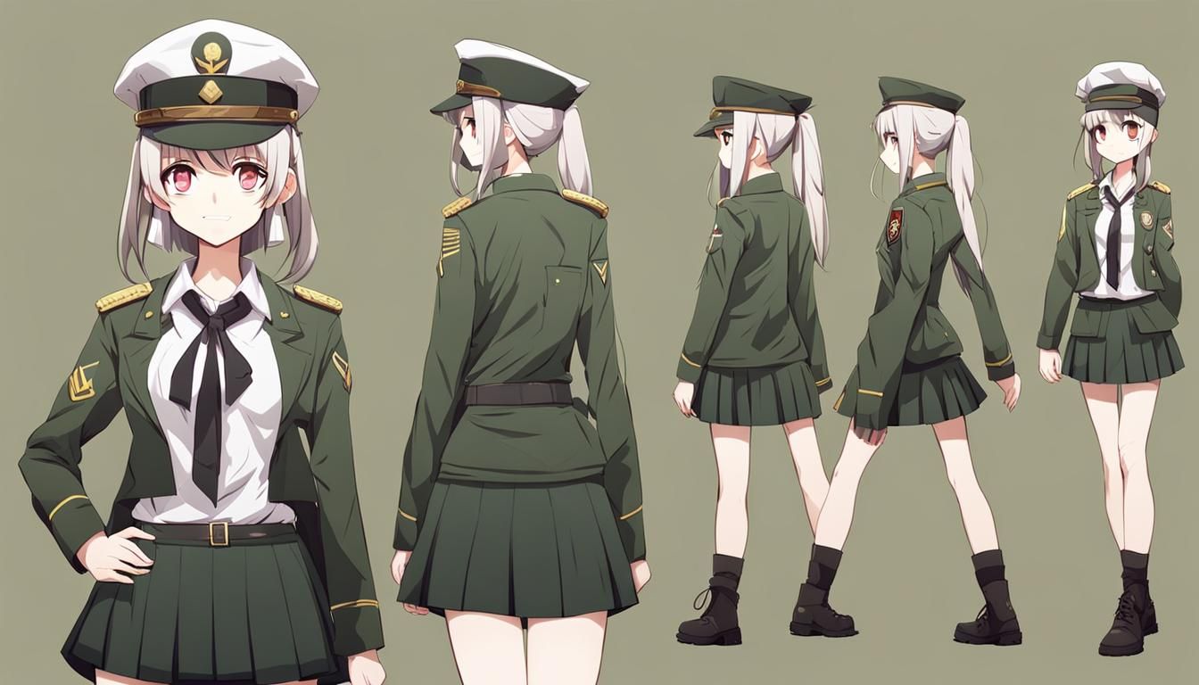 Anime Girl in Military Uniform Concept Art