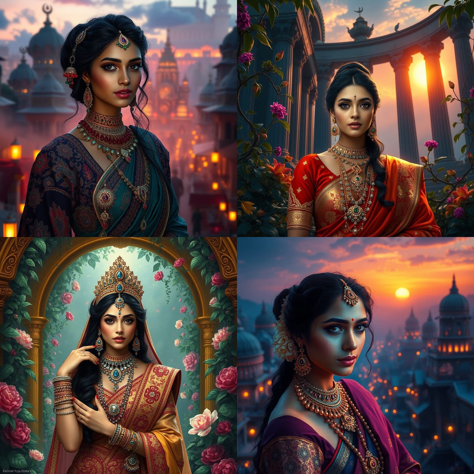Detailed Matte Painting of an Indian Actress