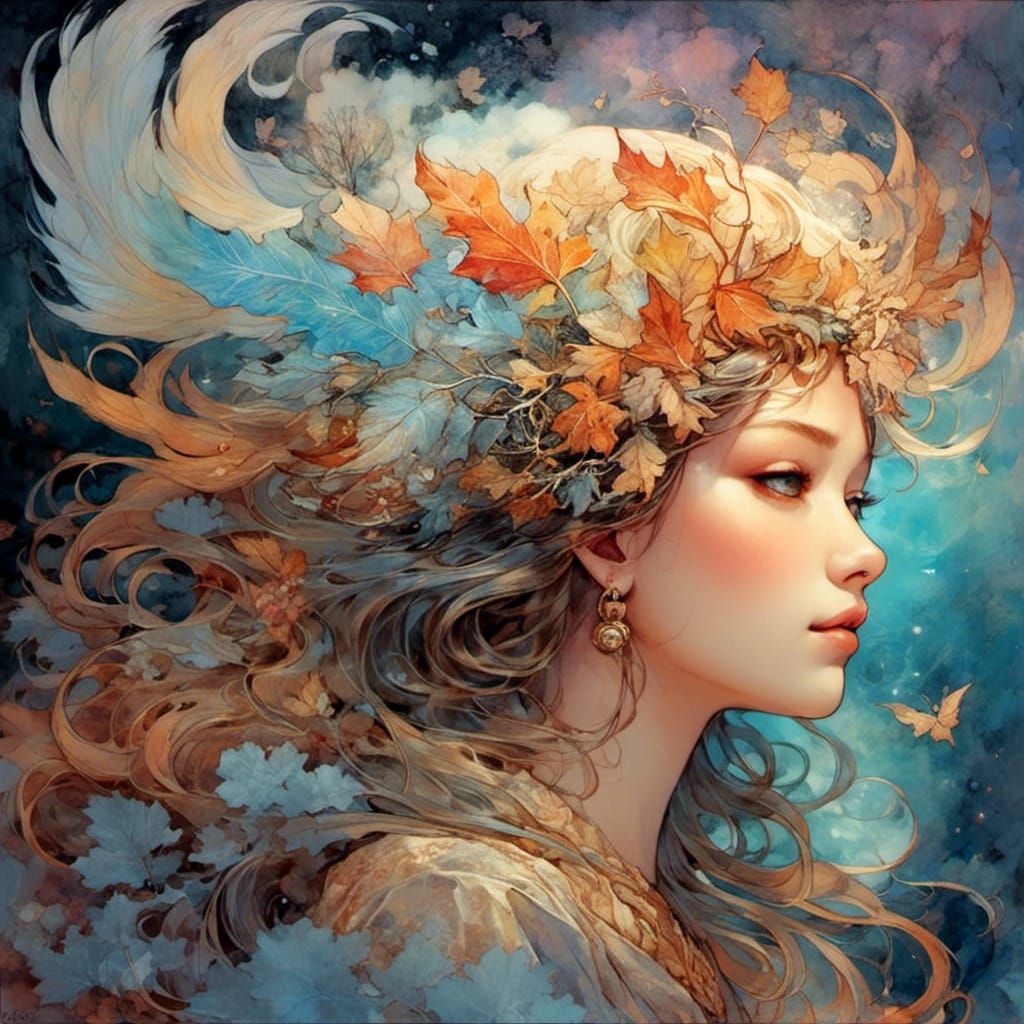 Autumn Goddess in a Magical Fantasy Painting