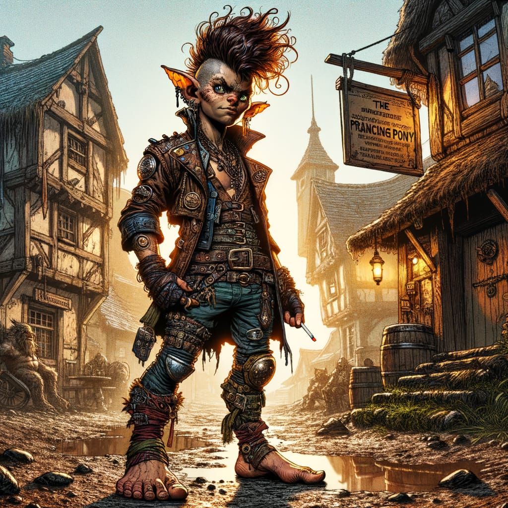 Halfling Monster Hunter in Comic Book Style