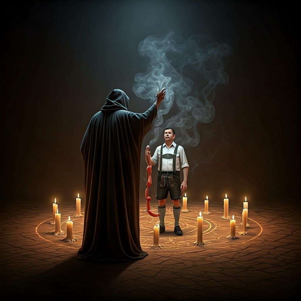 Dark Ritual: Sausage Summoning in a Giger-esque Style