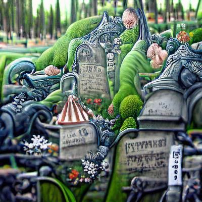 Enchanted Cemetery: A Detailed Fairytale Painting