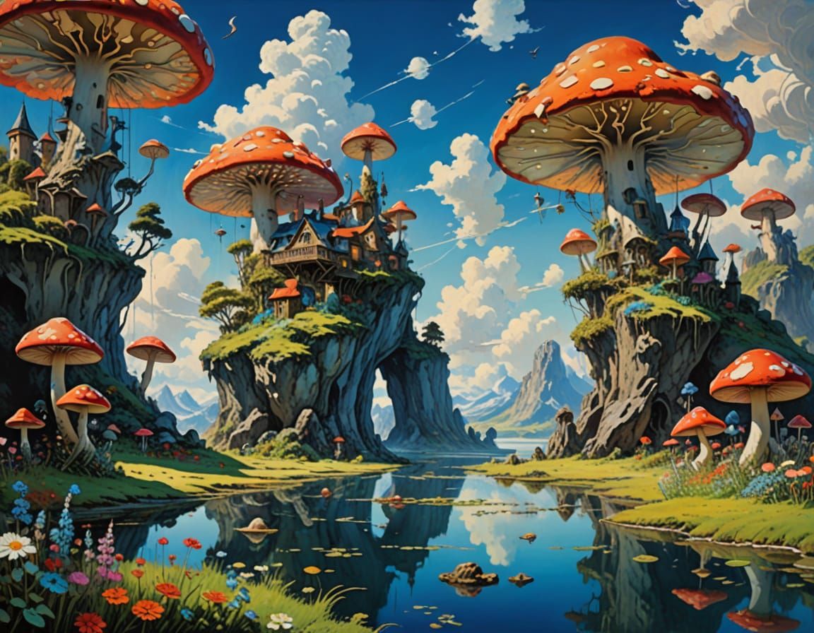 Surreal Landscape in Vibrant Impressionist Style