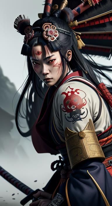 Ukiyo-e Samurai Warrior in Anime Style