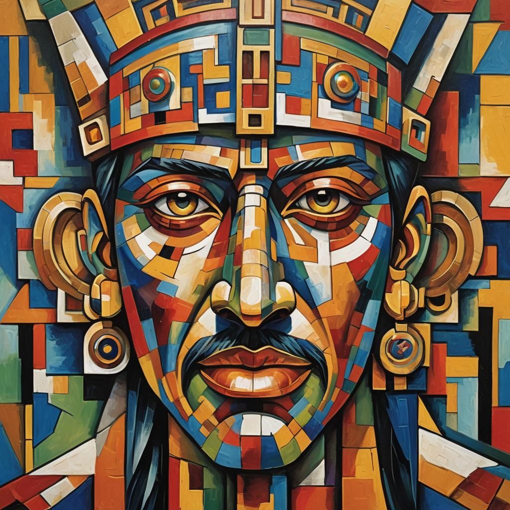 Viracocha Portrait in Cubist Art Deco Style