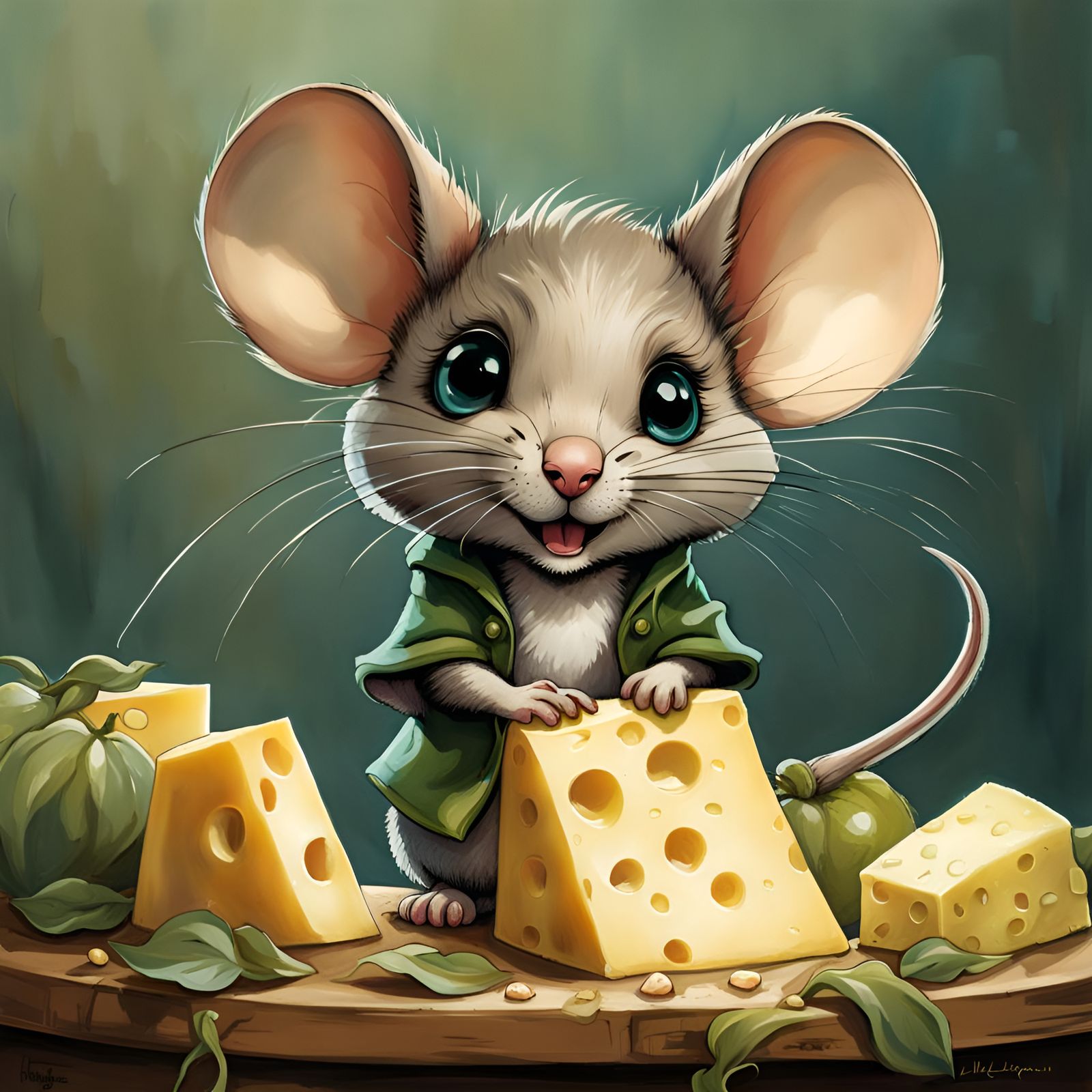 Chibi Mouse with Cheese, Inspired by Street Art