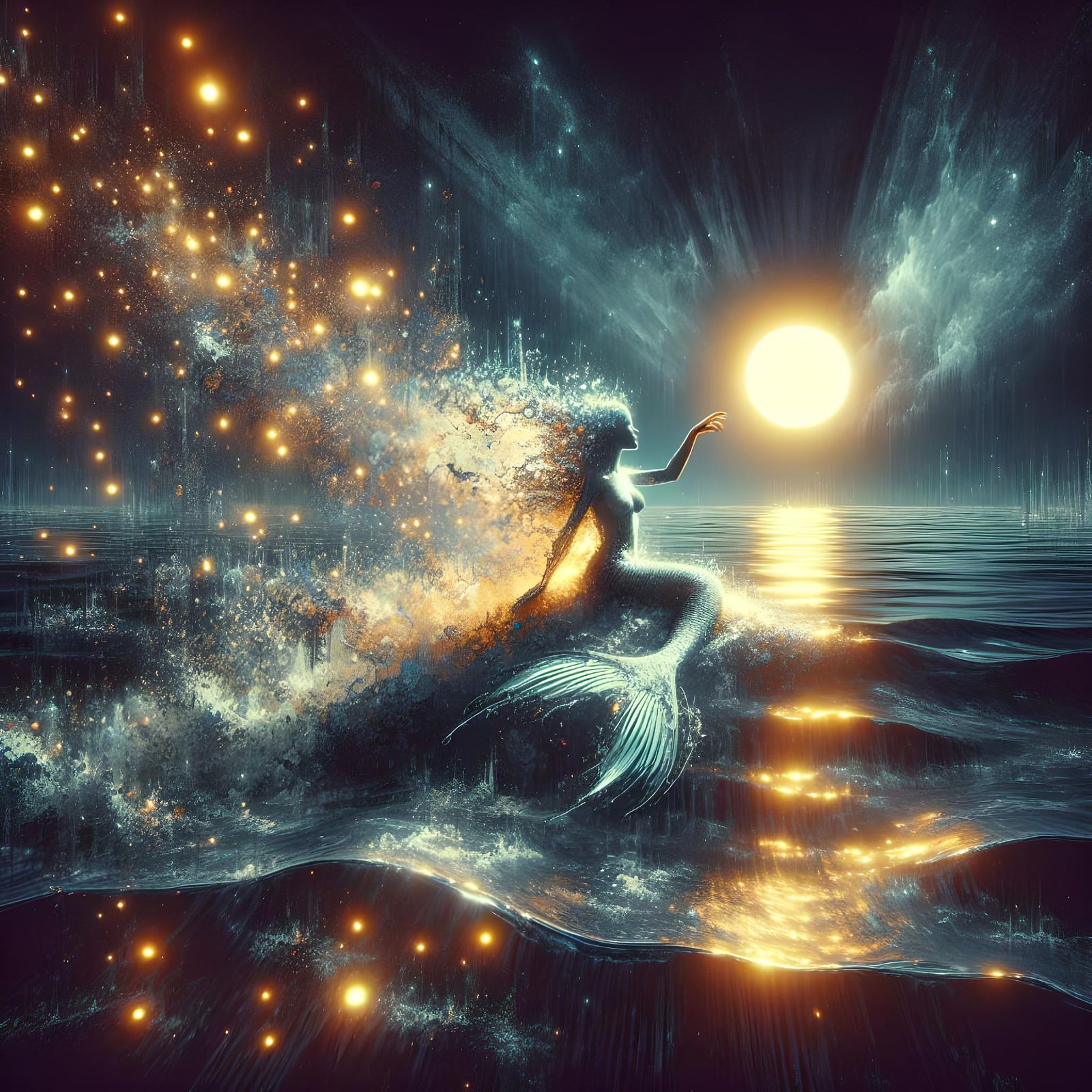 Mermaid Dissolving into Moonlight: Splash Art