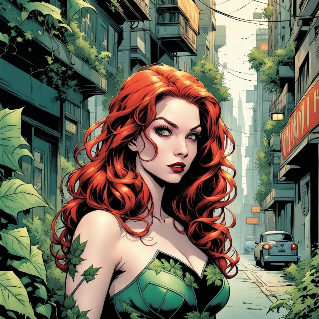 Poison Ivy in Comic Book Art Style