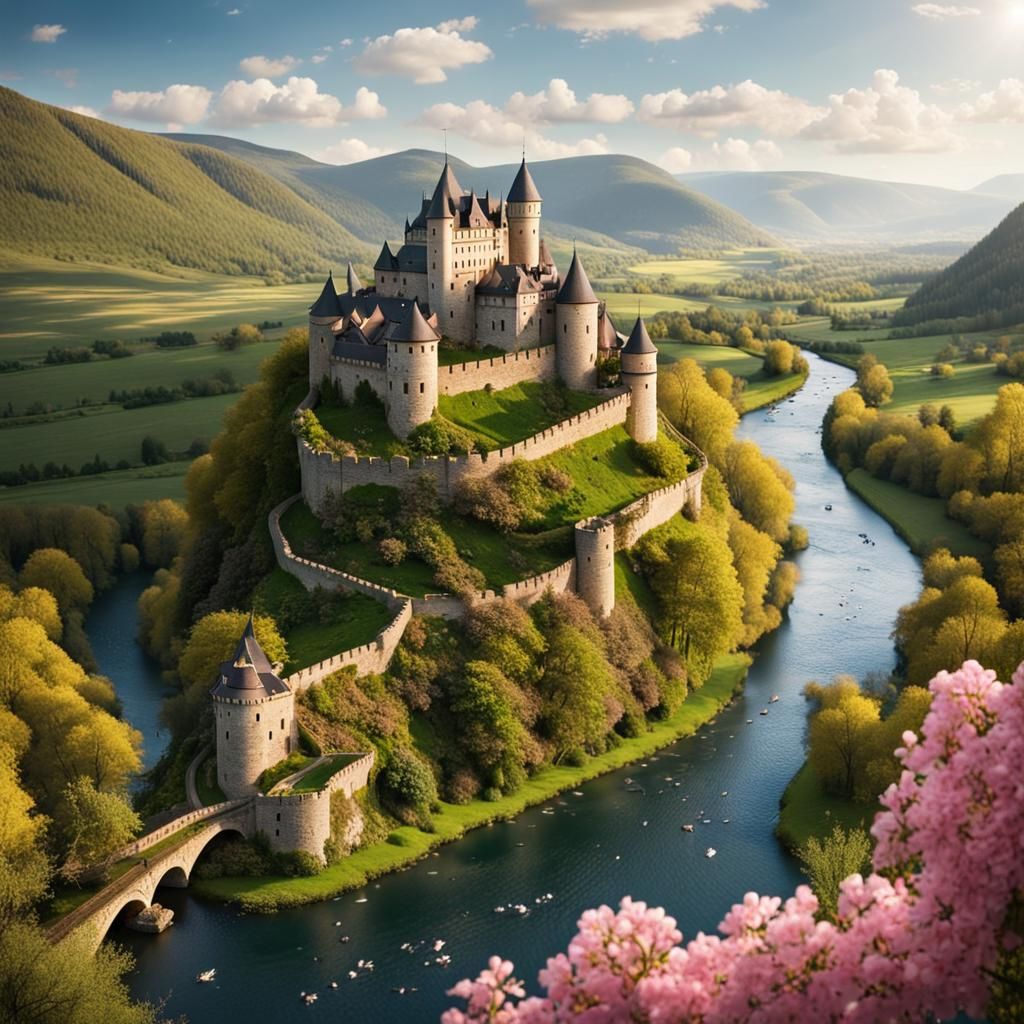 Valley River Castle: Spring Birdseye View