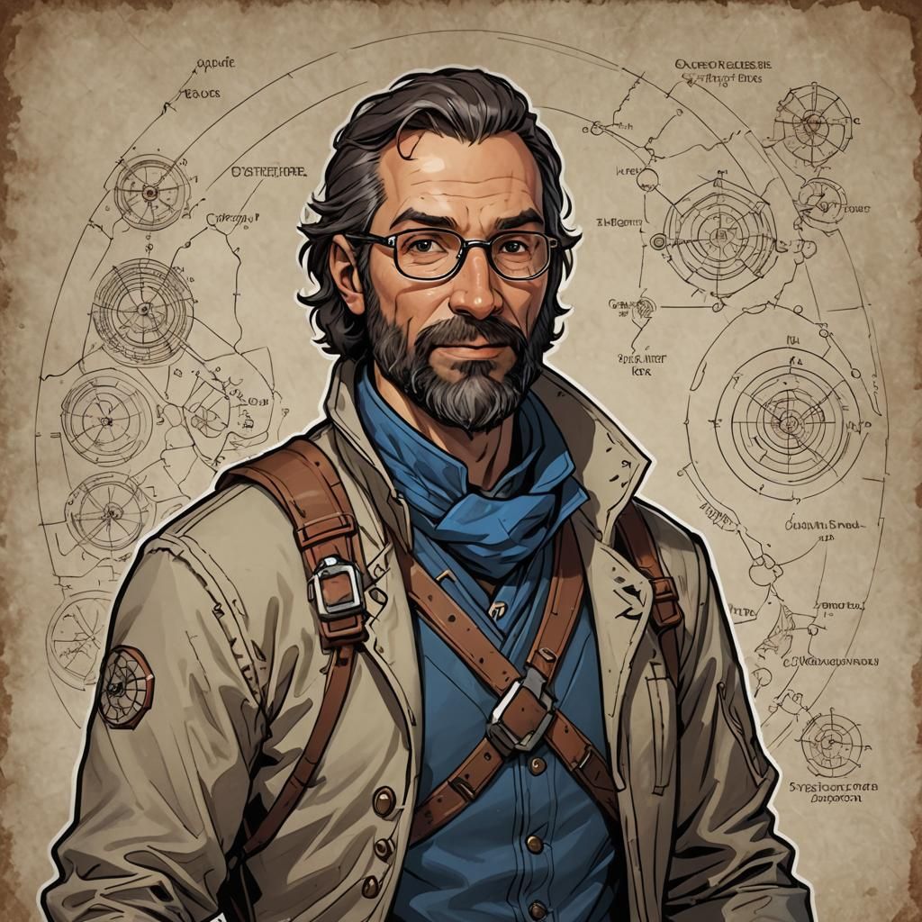 Adventurer Scientist Portrait in D&D Art Style