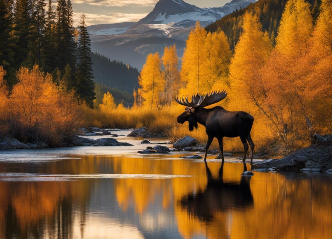 Majestic Moose in Mountain Landscape Photography