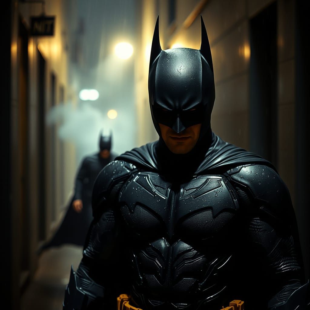 Gritty Dark Knight in Contemplation