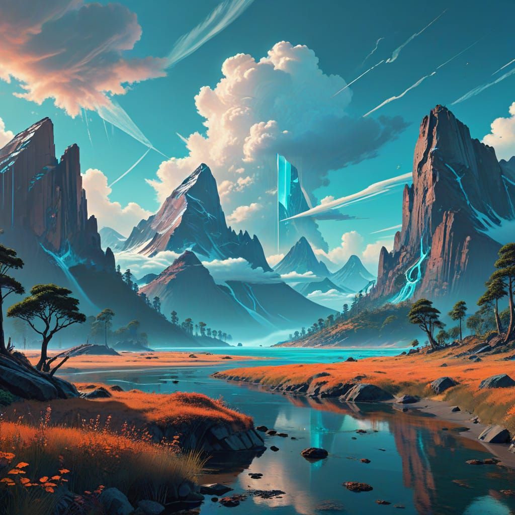 Vibrant Turquoise Twin Planet with Majestic Landscapes