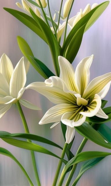 Hyperrealistic Lily Flowers Digital Painting