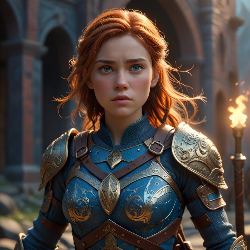 Time-Traveling Shield Maiden in Pixar Style