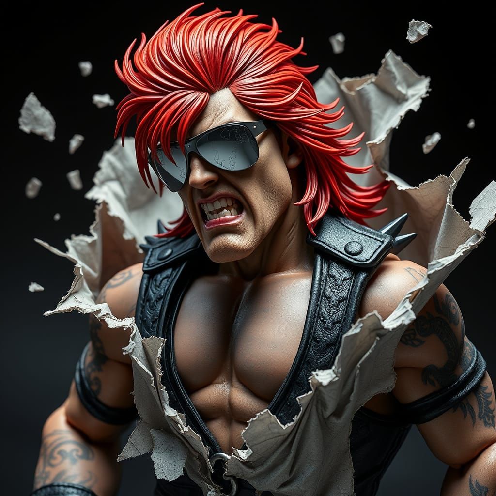 Cyberpunk Wrestler Emerges from Shattered Package