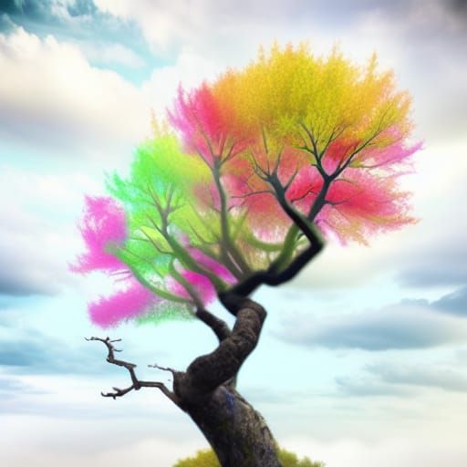 Epic Multicolored Blossom Tree Matte Painting