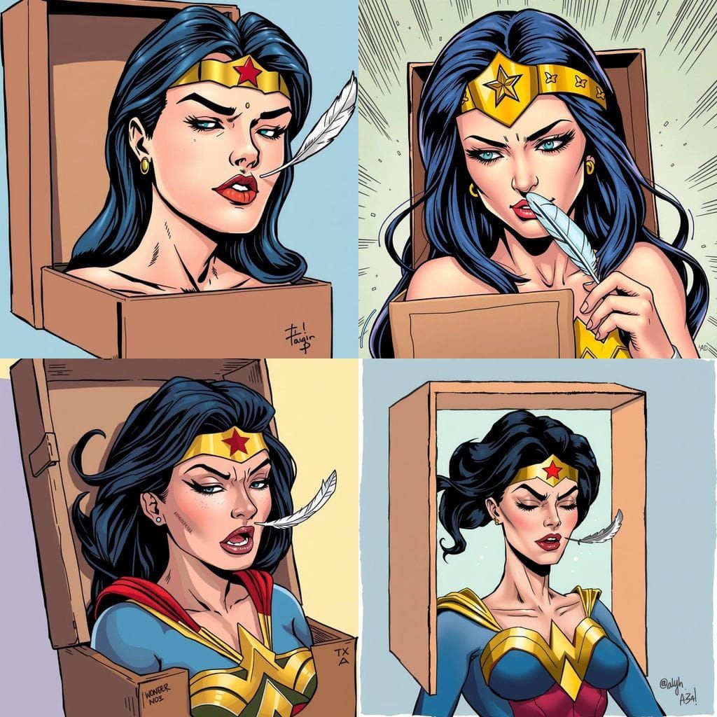 Wonder Woman Head Sneezing: Comic Book Art