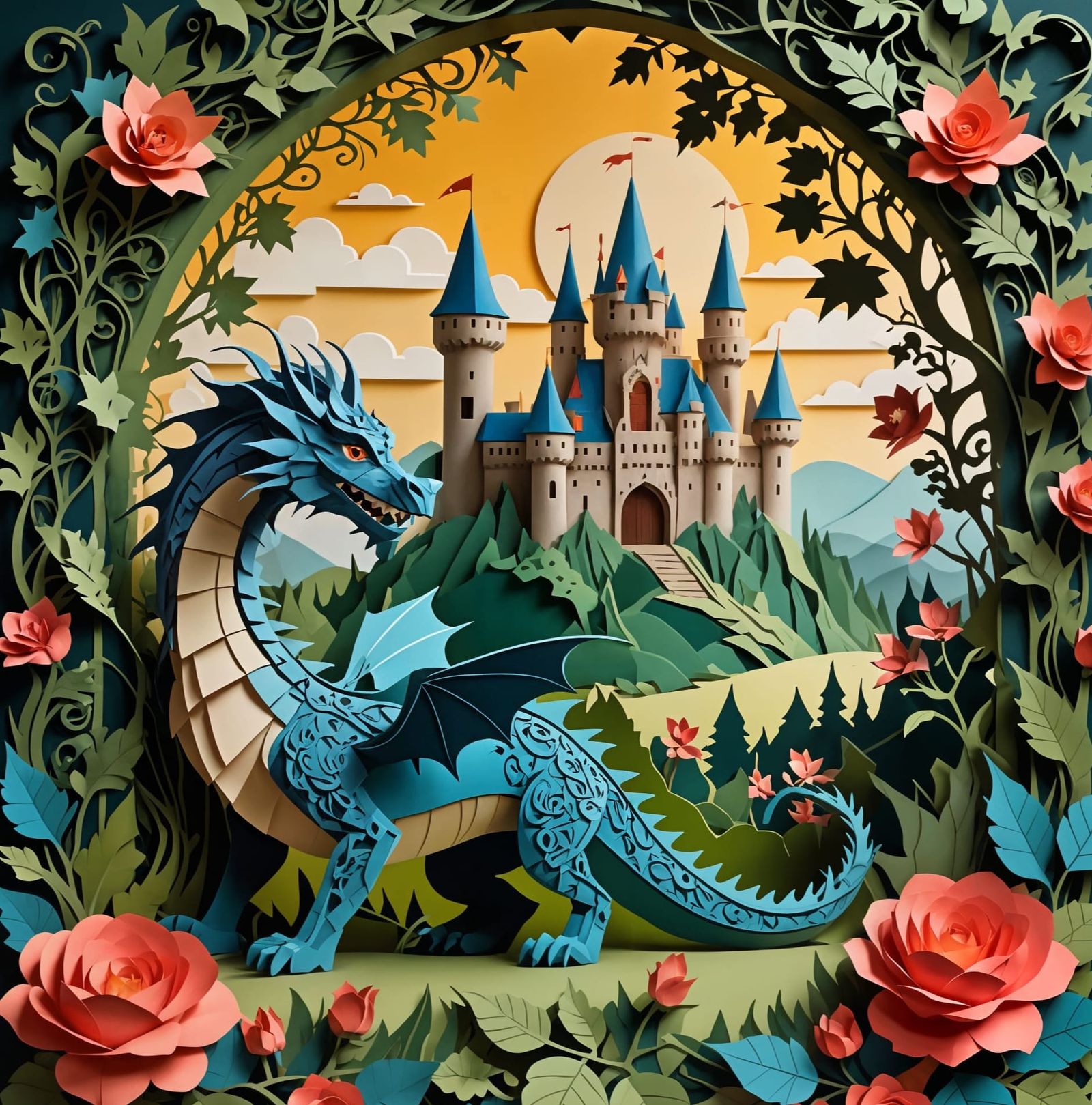 Paper Cut Prince Fights Dragon at Fairytale Castle