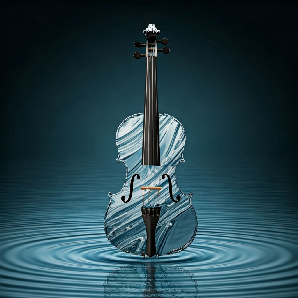 Violin Formed from Rippling Water Waves