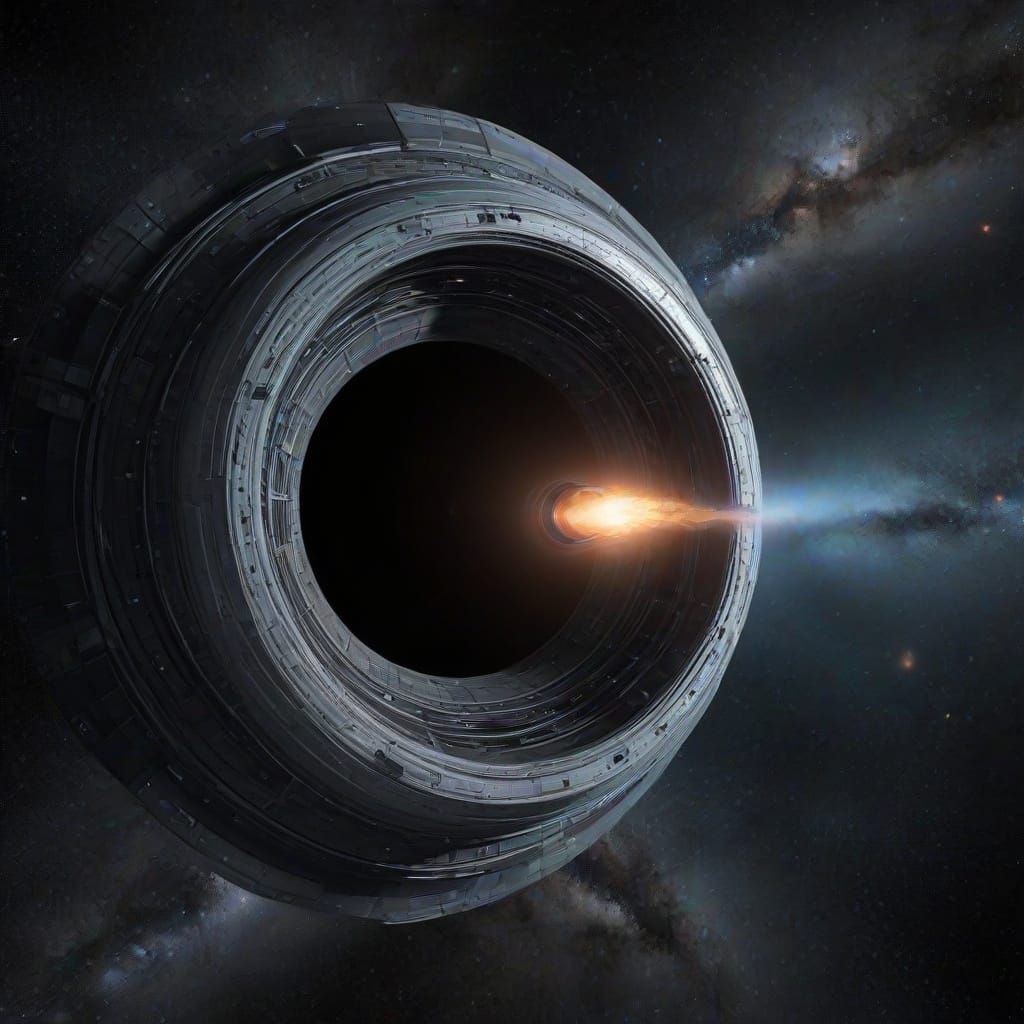 Giant Spaceship Enters Black Hole in Deep Space
