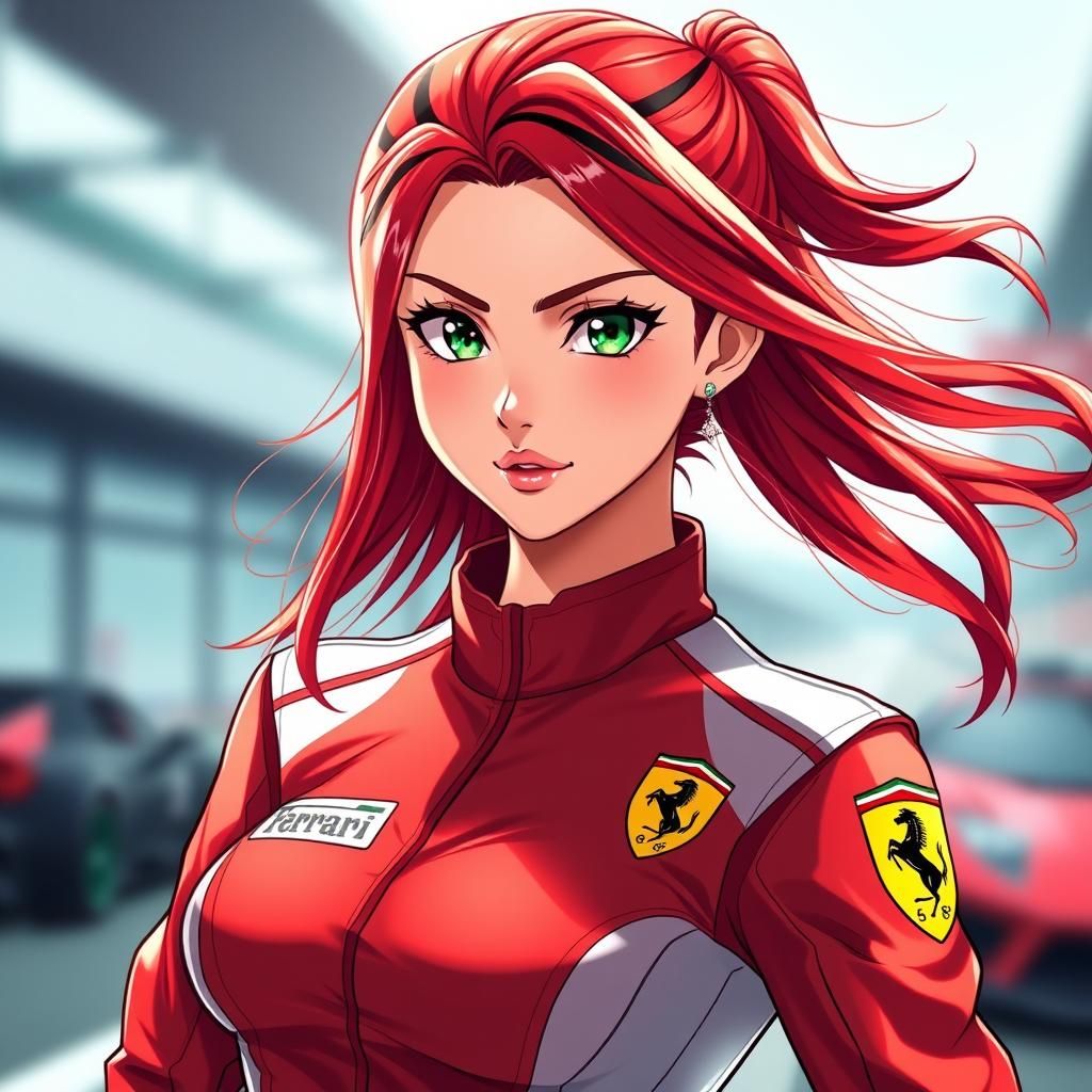 Ferrari Inspired Anime Girl in 4K Digital Art