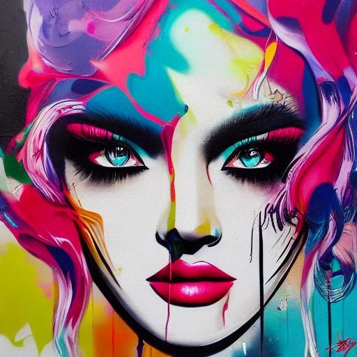 Colorful Graffiti Art of a Beautiful Girl