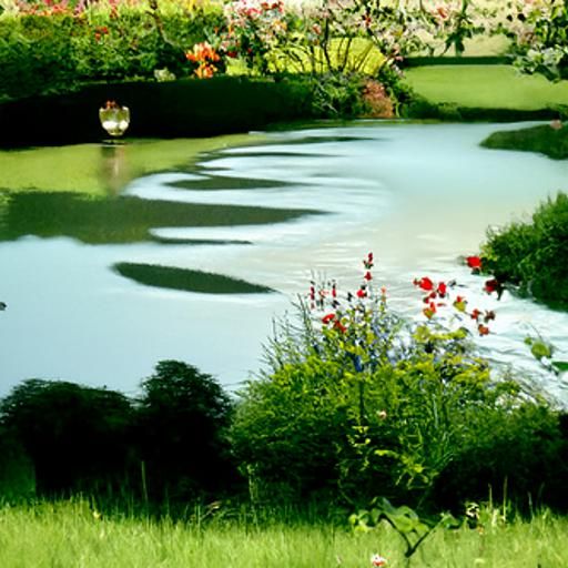 Moonlit River Reflecting English Garden Serenity