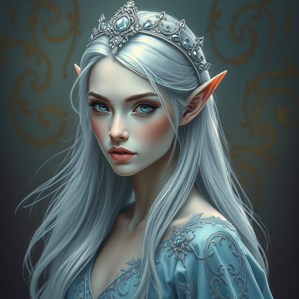 Ethereal Elf Woman in Hyperrealistic Portrait