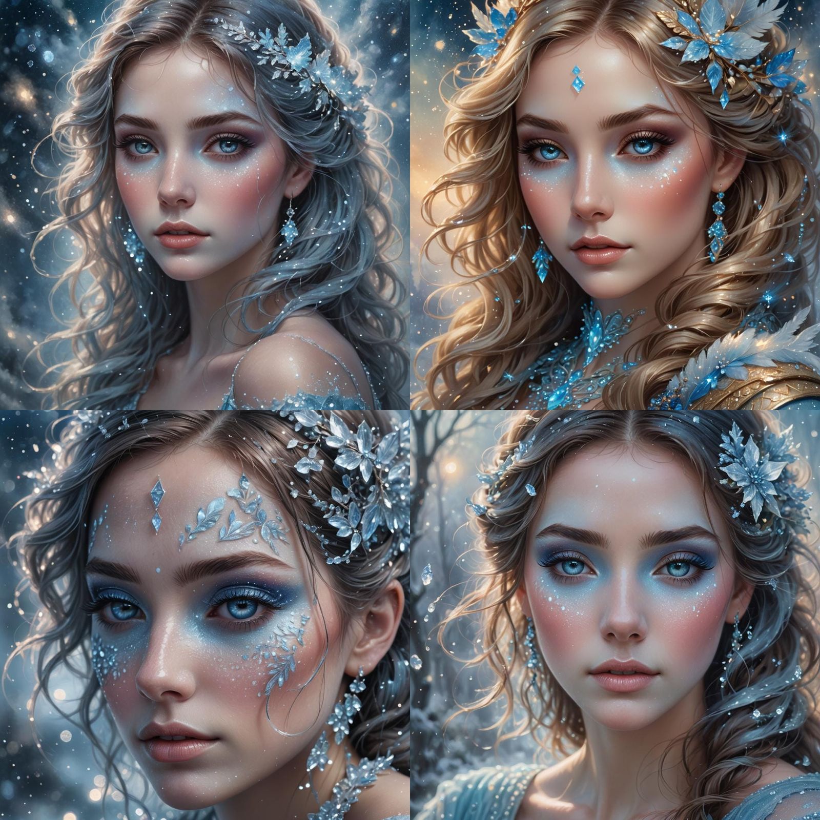 Sparkly Ice Blue Girl in Ethereal Fantasy Style